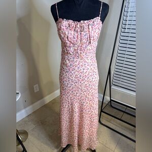 ASTR Floral Smocked Top full length dress